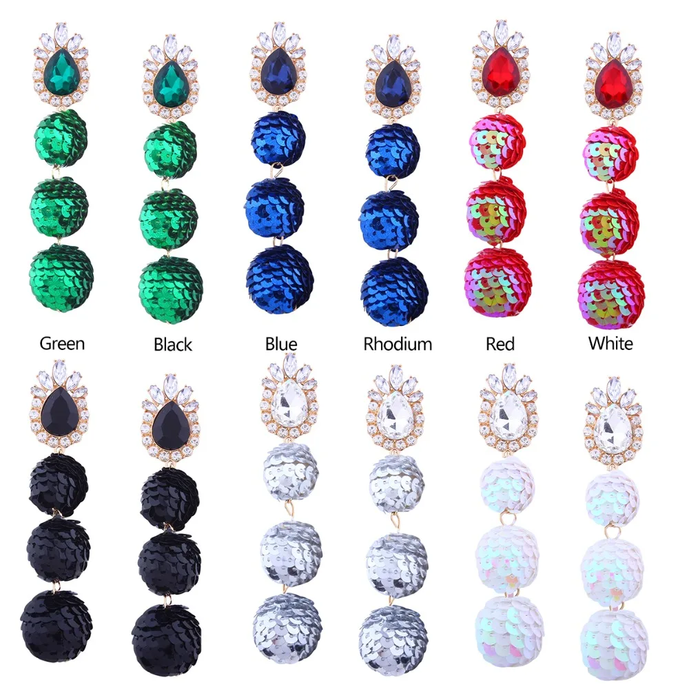 Винтаж горный хрусталь цветок длинные серьги мяч вечерние