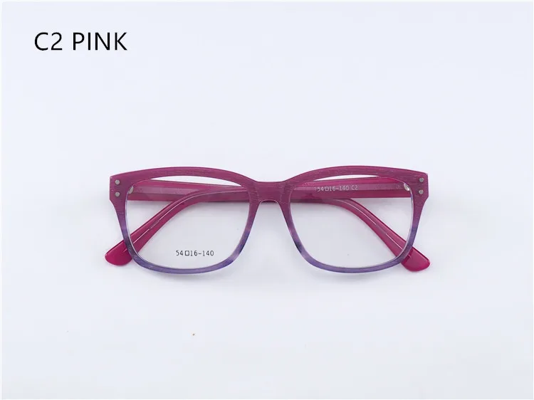 C2 Pink EAGWOO, мужские деревянные очки, квадратные, полная оправа, оптическая оправа, рецепт, очки с весенним храмом, новинка 1930 - Цвет оправы: C2 Pink