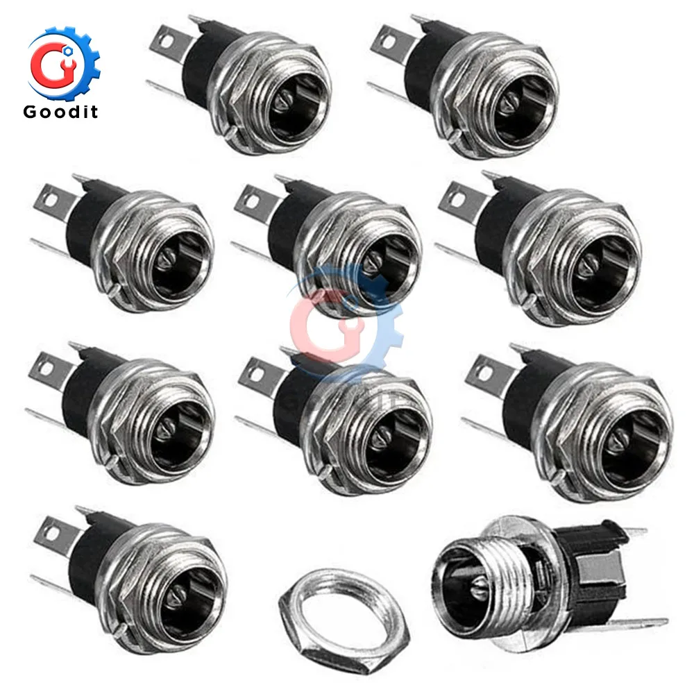 Female Jack 10 type2 10 шт. DC контакт разъема питания 2,1x5,5 мм Гнездовой разъем Jack+ штекер Jack гнездо адаптер PCB Крепление DIY разъем адаптера 2,1X5,5 - Цвет: Female Jack 10 type2