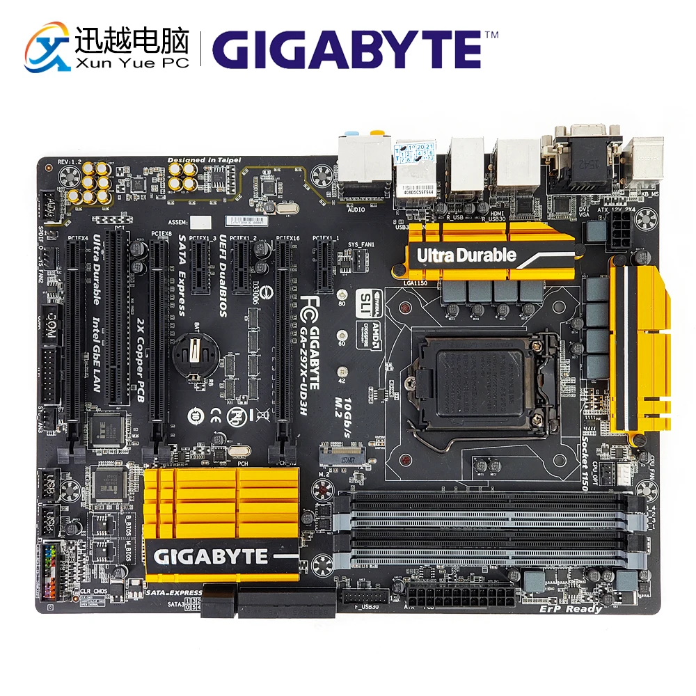 Gigabyte GA Z97X UD3H рабочего Материнская плата Z97 LGA 1150 Core i7 i5 i3 DDR3 32G SATA3 USB3.0 M.2 SATA express блок