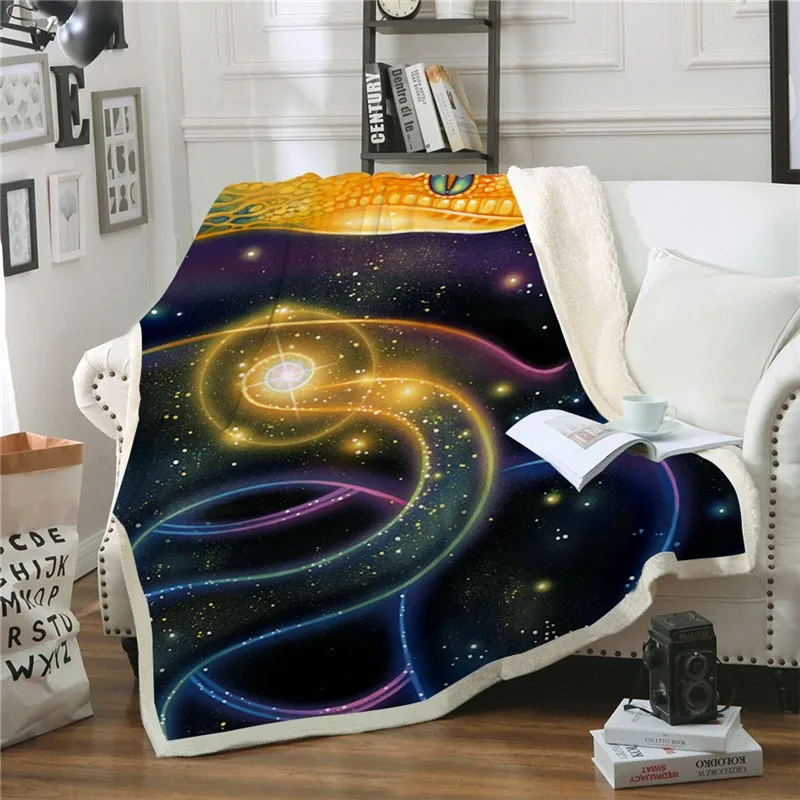 Флисовое одеяло в виде змеиных животных плюшевое покрывало с 3D принтом для