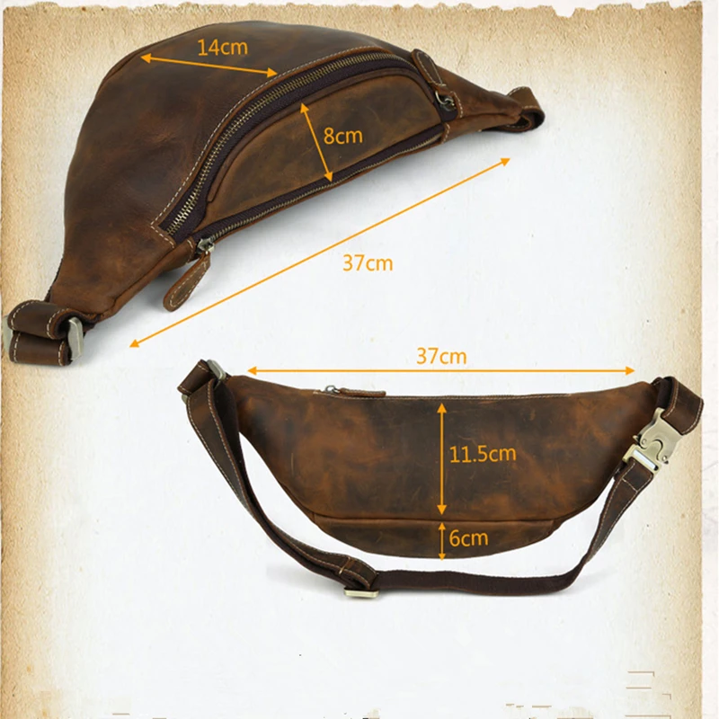 Простая поясная сумка для мужчин винтажный кошелек из натуральной воловьей кожи