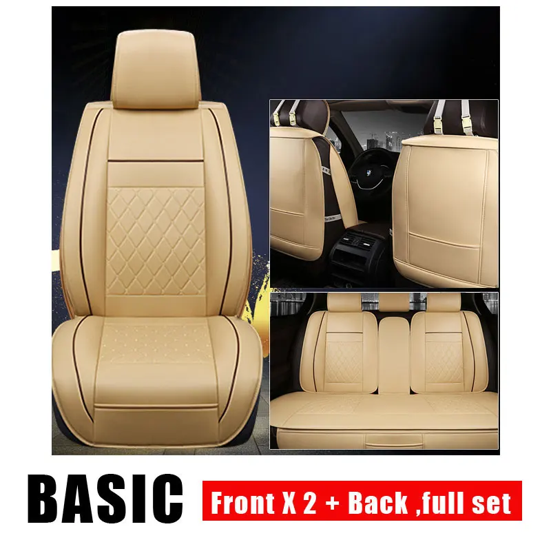 basic front and rear Универсальные чехлы для автомобильных сидений из искусственной кожи для Volkswagen Vw Passat Polo Golf 5 6 7 Tiguan Jetta Touareg, автомобильные аксессуары, автостайлинг - Название цвета: basic front and rear