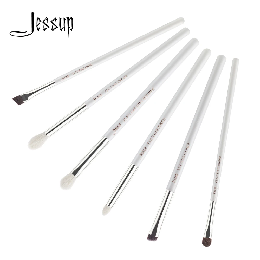 Jessup кисти 6 шт. Профессиональные кисти для макияжа натуральные волосы Жемчуг белый/серебристый подводка для глаз складка макияж кисти комплект T241 макияж