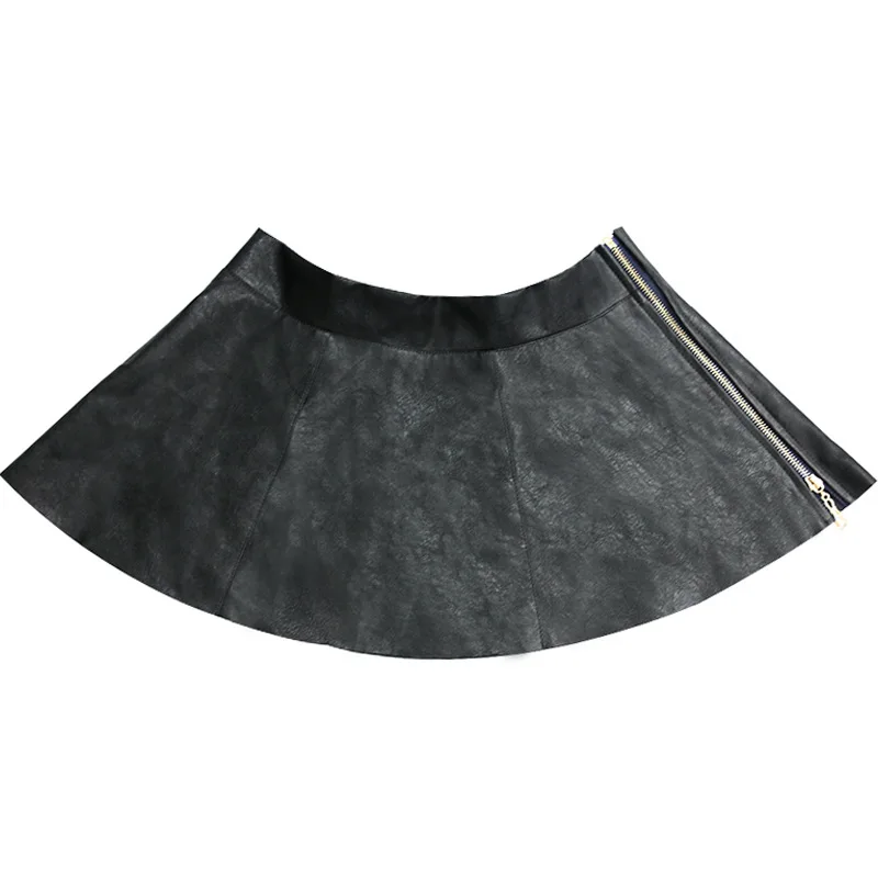 Женская мини юбка трапециевидной формы из искусственной кожи на молнии сбоку