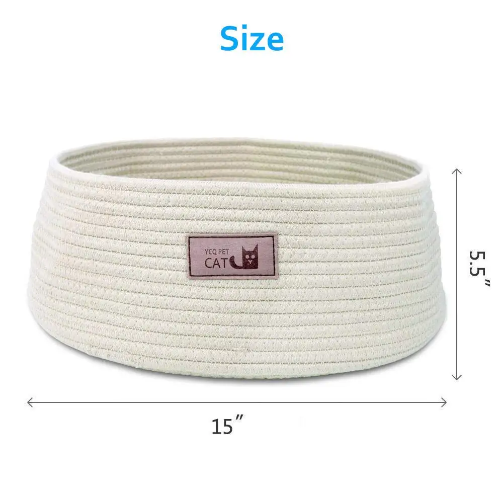 Круглая кошка кровать корзина гнездо хлопок веревка сплетенная теплая Pet