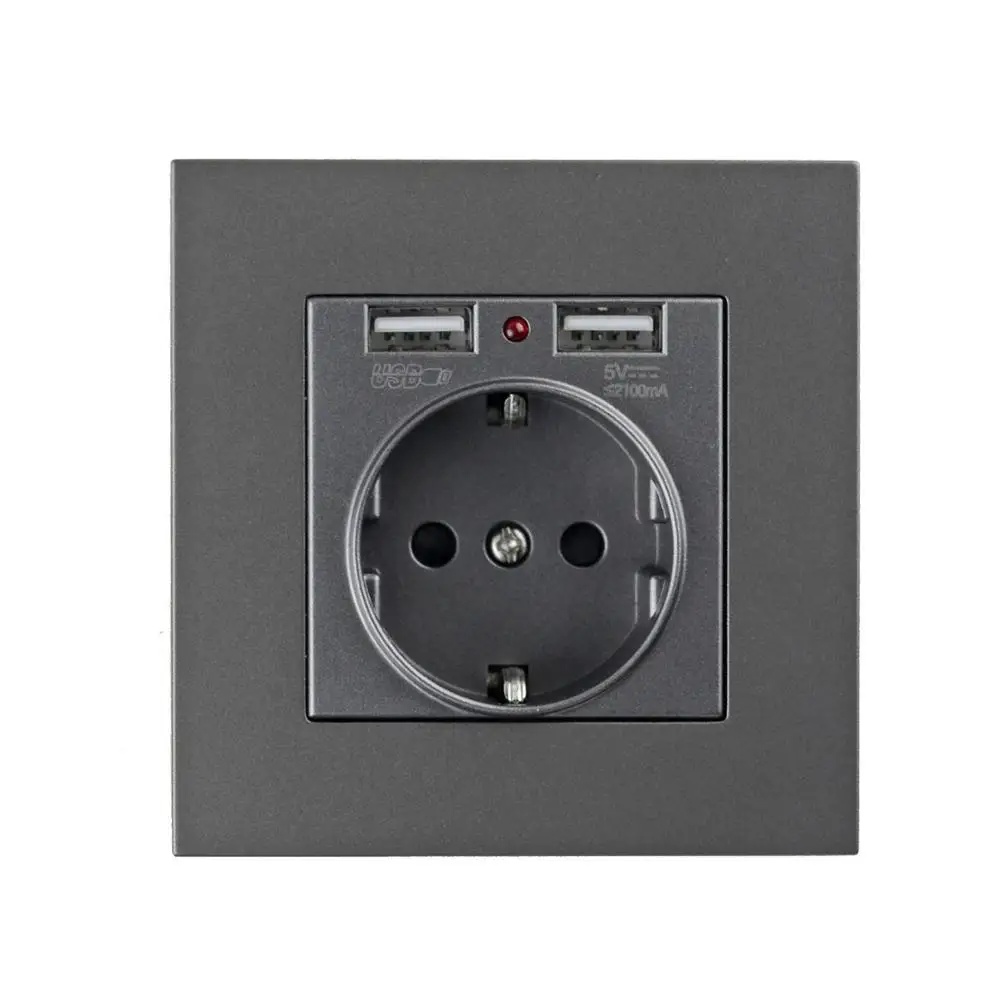 Dark Gray Atlectric Dual USB Автомобильное зарядное устройство на стене адаптер зарядки 2A стены Зарядное устройство адаптер розетка стандарта евроcоюза розетка электропитания с USB разъем - Тип: Dark Gray