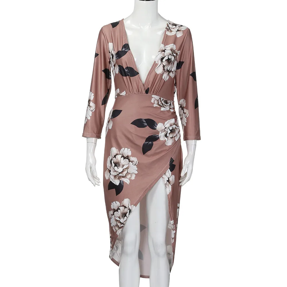 Осень-зима 2019 платье Free Ostrich женские повседневные облегающие платья с цветочным