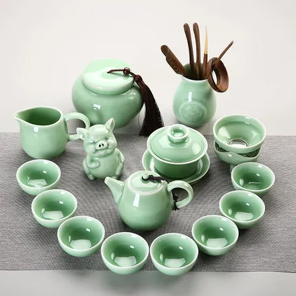 Longquan Celadon чайный набор кунг-фу домашний японский стиль простой пуэр чайный набор Современный чайник чайная чашка с крышкой чаша аксессуары для чая - Цвет: 09 Teaware Sets