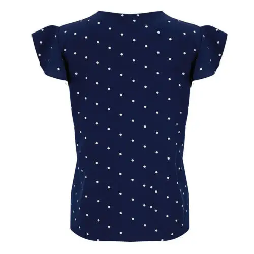 Женская футболка в горошек с V образным вырезом и коротким рукавом|Футболки| |