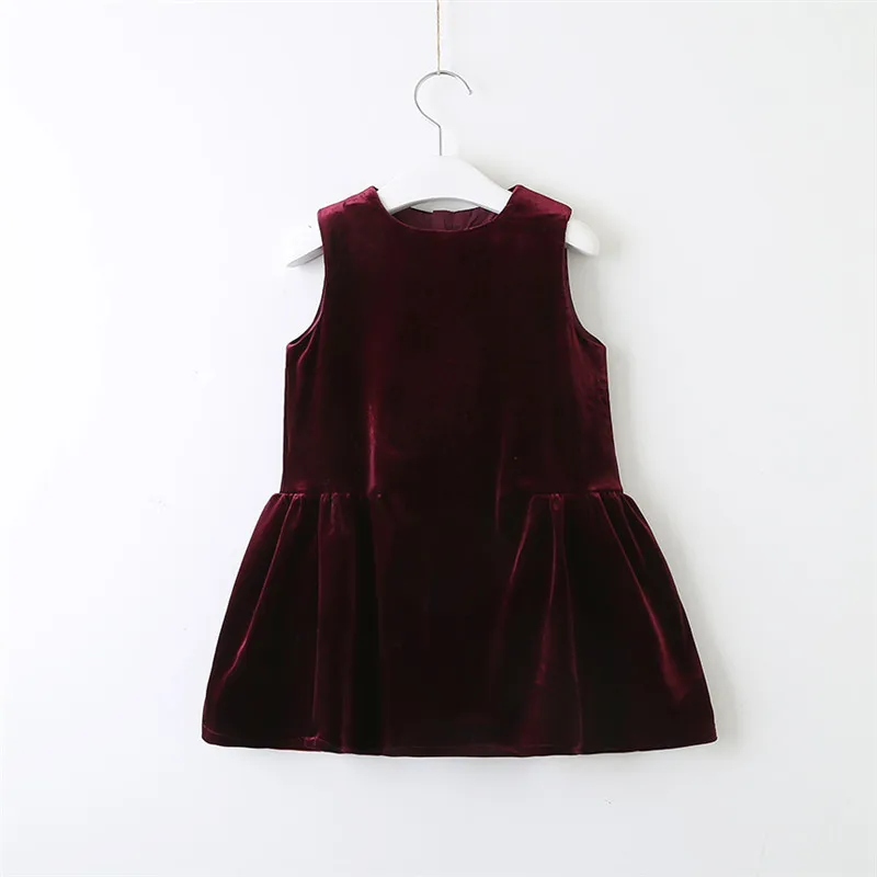 Платье для девочек без рукавов Детский костюм вельветовые плиссированные