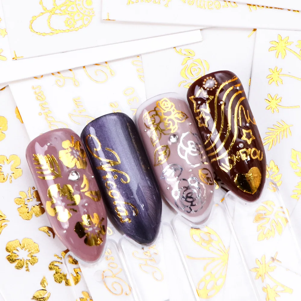 16 шт. горячее тиснение сделай сам наклейки для дизайна ногтей полые смешанные