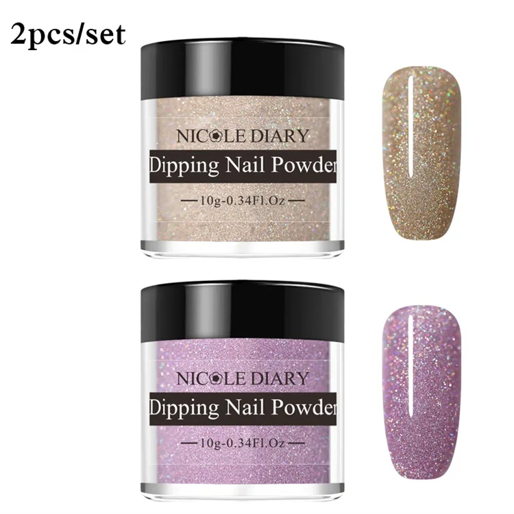 NICOLE DIARY 10 г голографический Dip набор пудры для ногтей Holo Art погружение акриловый блеск Мерцающая пыль хромированные аксессуары для самостоятельного маникюра - Цвет: set 7