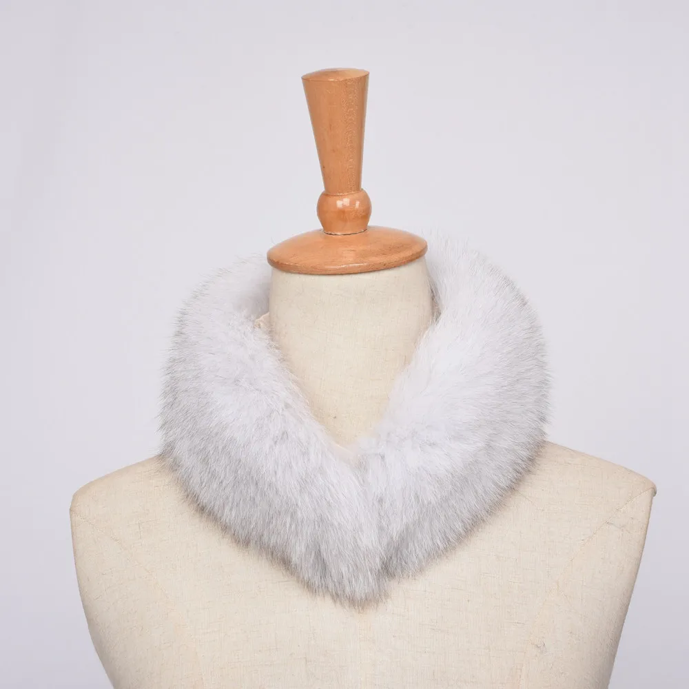 Natural White Женские шарфы из натурального Лисьего меха, Новое поступление, 13 цветов, зимний толстый теплый модный стильный высококачественный натуральный меховой шарф S7394 - Цвет: Natural White