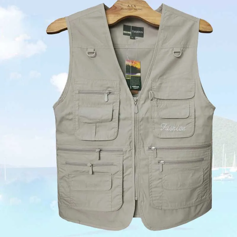 Travel Vest for Men Large Size Waistcoat Sleeveless Multi Big Pocket Military Army Style Tactical Man Clothes | Мужская одежда