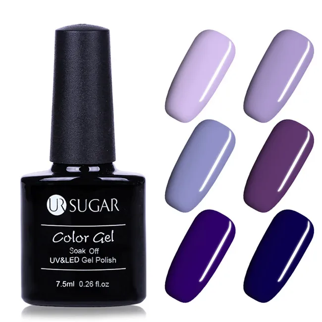 Purple Colors Ur Sugar 6 шт. набор УФ-гель-лаков 7,5 мл чистый УФ-цвет светодиодный Гель-лак для ногтей яркие красные цвета впитывающий Гель-лак для рисования - Цвет: Purple Colors