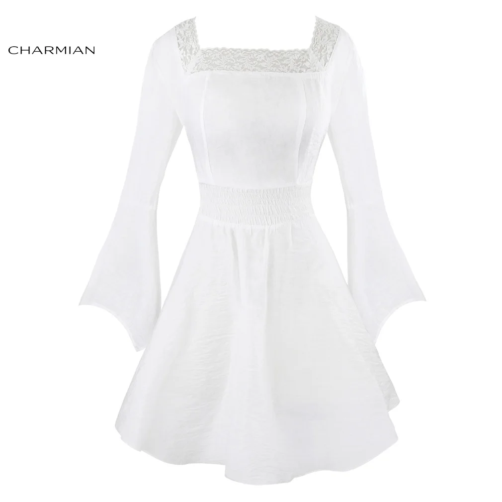 Женское осеннее платье Charmian повседневное кружевное туника плятья с длинным