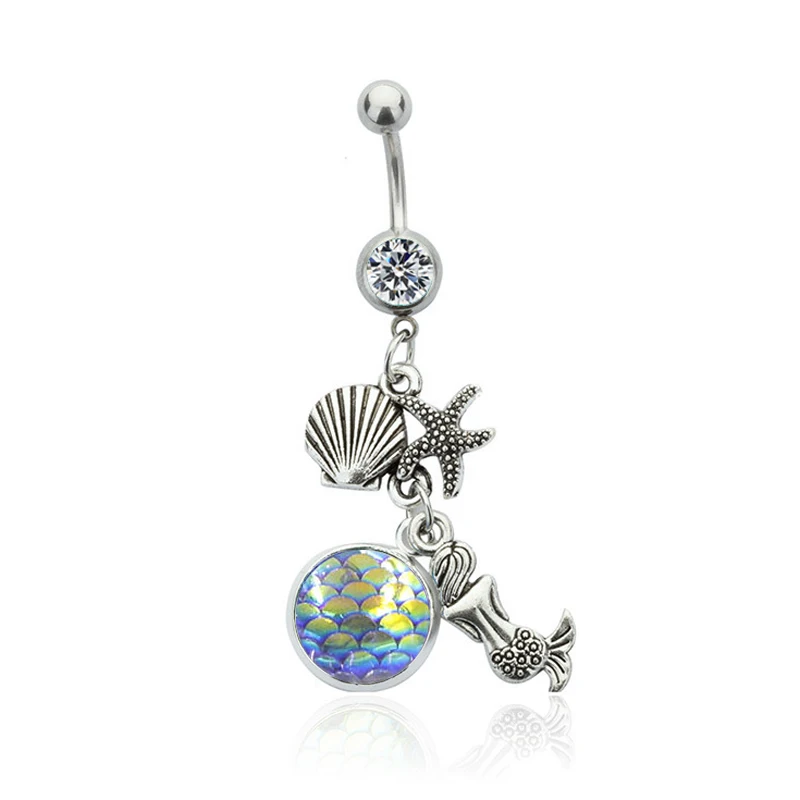 Богемное ювелирное изделие для пирсинга пупка 14 г серебряного цвета Радужная