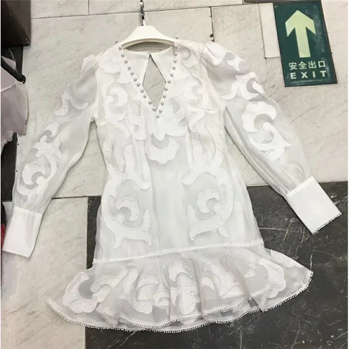 Tang 2019 летнее соблазнительное с открытой спиной белое кружевное платье глубоким v