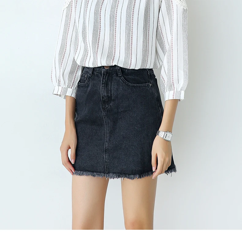 

2018 черная серая джинсовая юбка женская летняя высокая Талия Сумка На бедрах юбка в стиле ретро