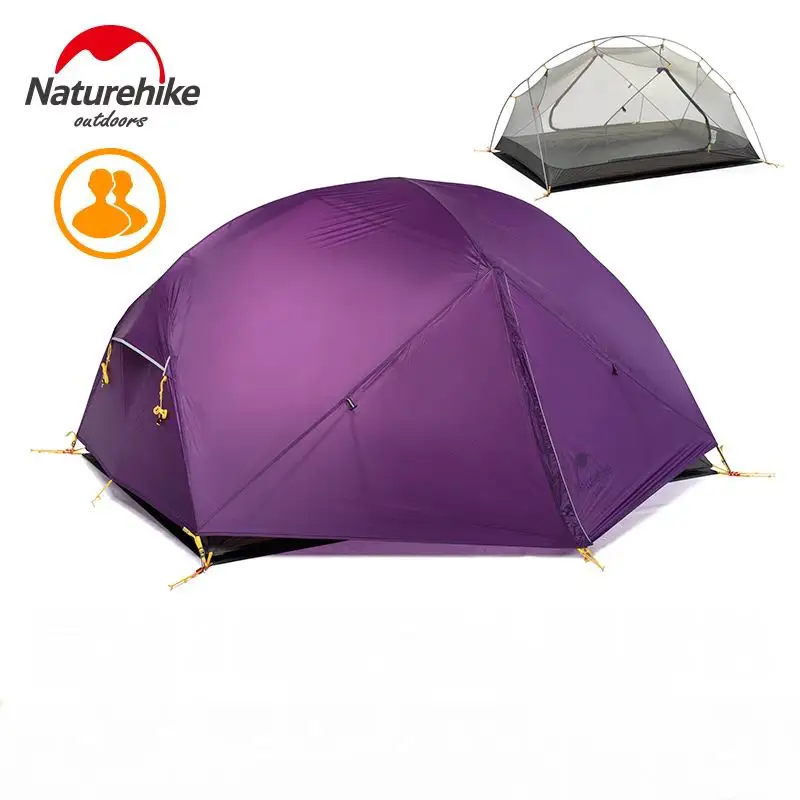 20D 2P purple Naturehike открытый 2 3 человек 20D 210T нейлон водонепроницаемый Открытый Палатка алюминиевый стержень Сверхлегкий фиолетовый палатки pu4000мм коврик - Цвет: 20D 2P purple