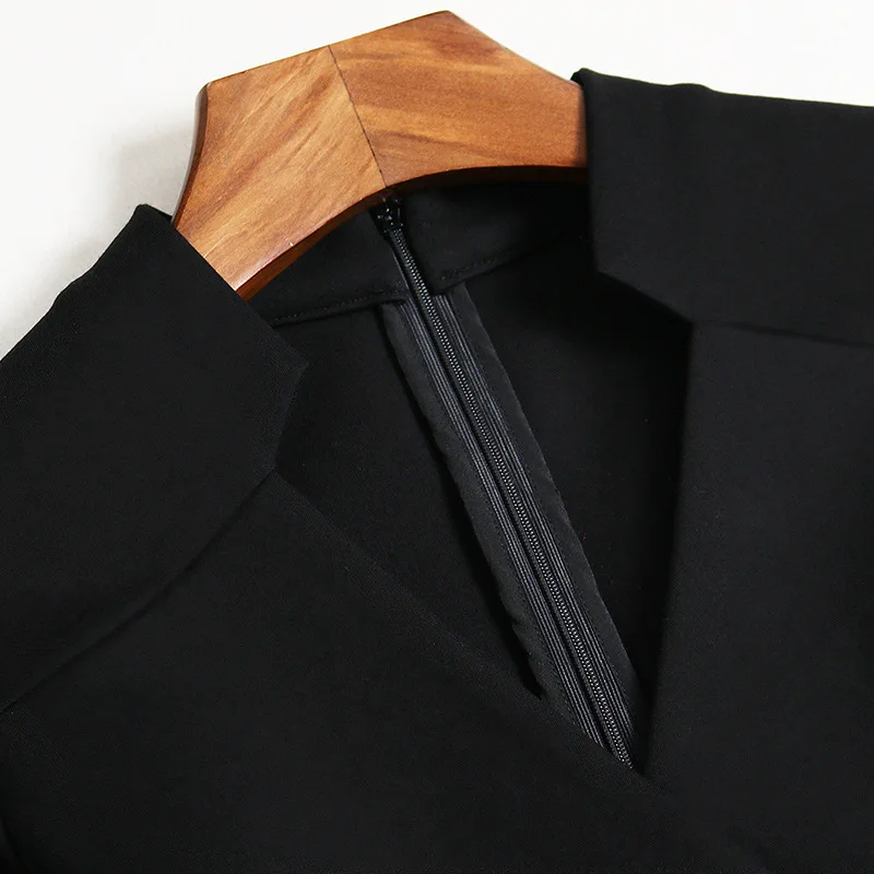 Женское платье черное с рукавом три четверти а силуэта элегантные платья D1705 S