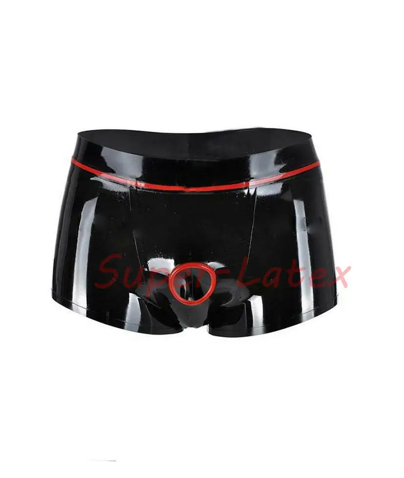 Мужские латексные боксеры с вырезами на кольцах латексное нижнее белье шорты |