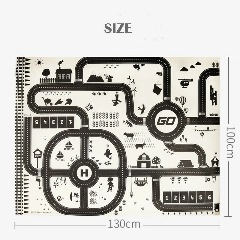 1pc play mat Большой игровой коврик для городской дороги, игровой ковер для детей, игровой ковер, 18 шт., гид, 8 шт., мини/милый коврик для ползания в машинки - Цвет: 1pc play mat
