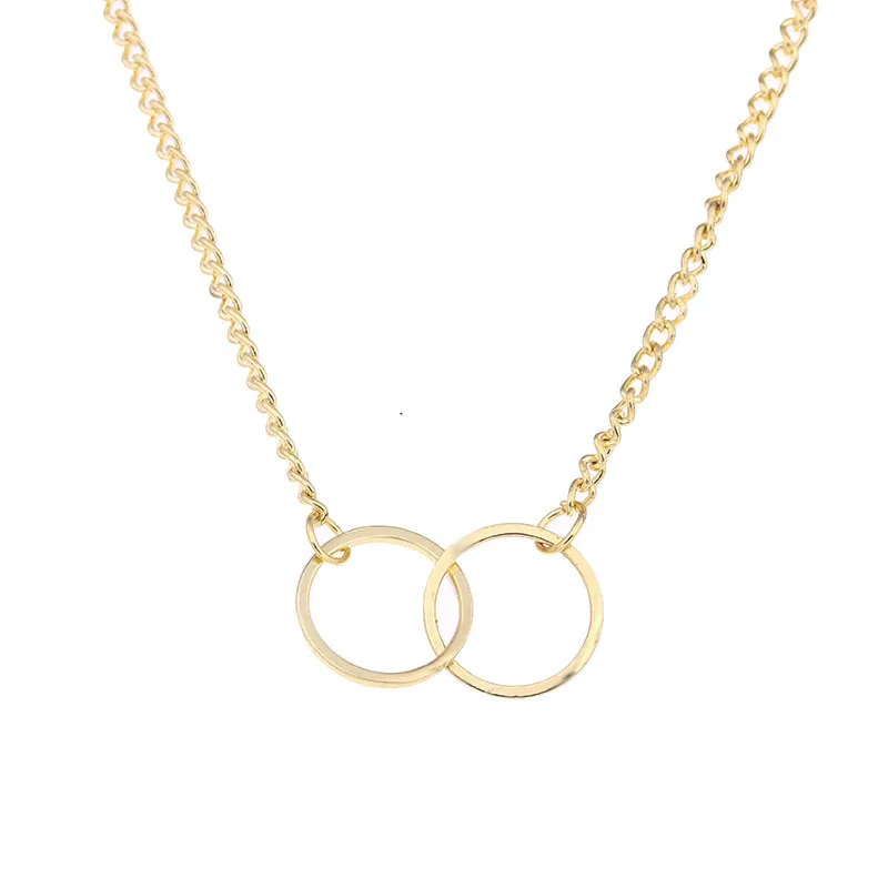 New Gold Two Cross Circle Pendant Necklace Hand Stamped Snake Chain Gifts For Women Girls Jewelry Wholesale | Украшения и