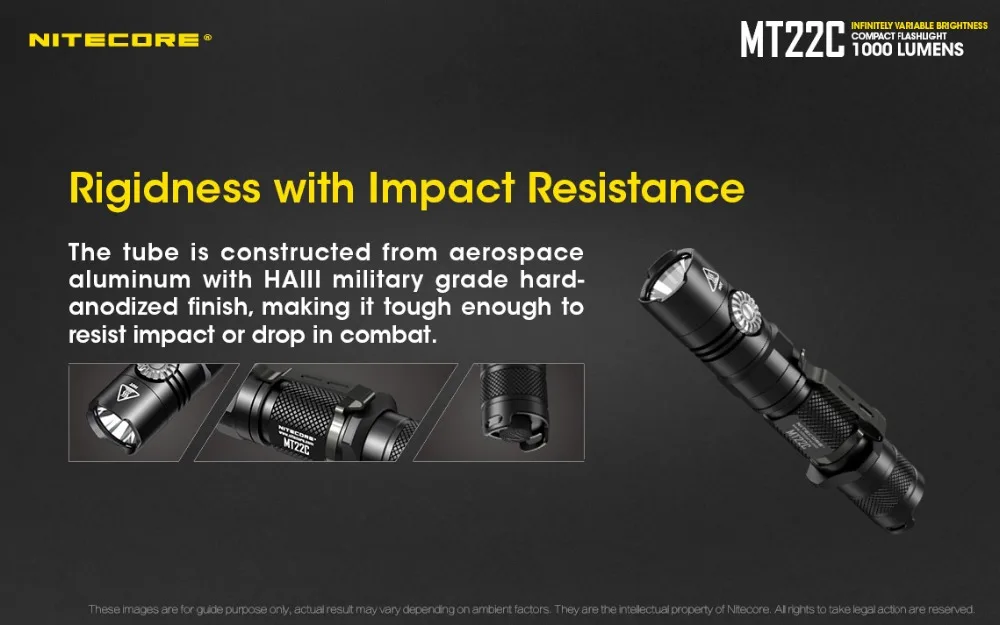 NITECORE MT22C 1000LM бесступенчатая яркость компактный фонарик, CREE XP-L HD V6 светодиодный компактный, но мощный поворотный переключатель