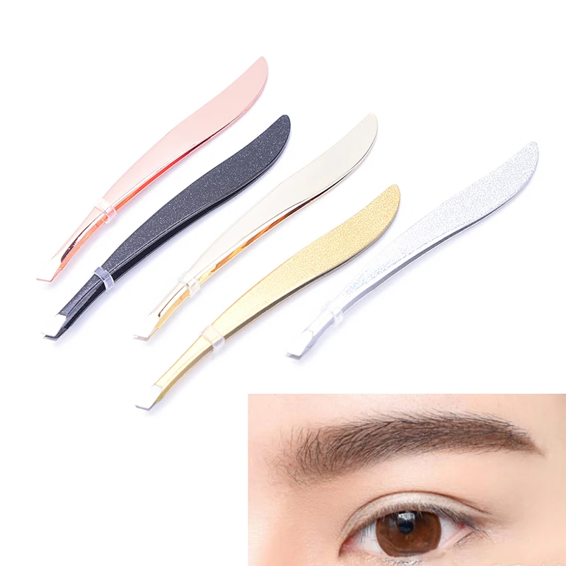 

Professional Women Stainless Steel Hair Removal Eyebrow Tweezers Clip 5 Colors Gold Color Beauty Makeup Tools