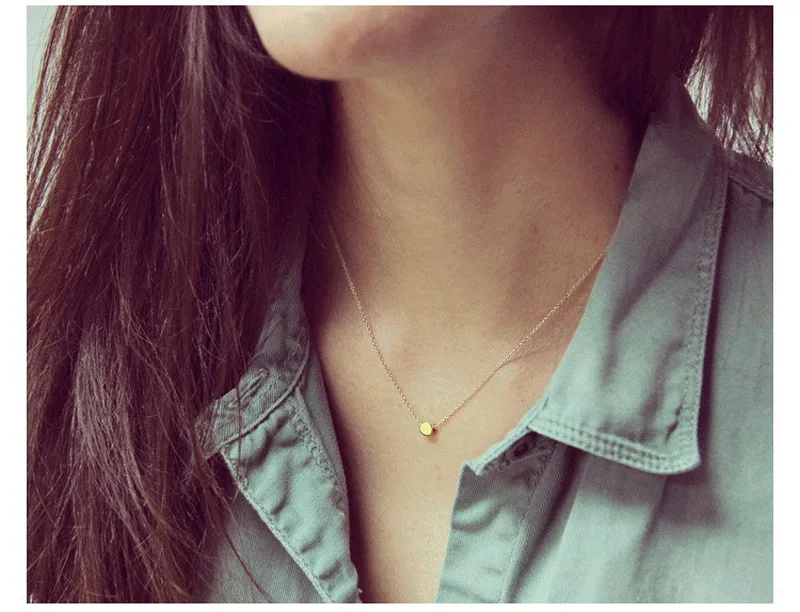 Новинка 2018 простой круглый кулон короткая цепочка колье ожерелье для женщин