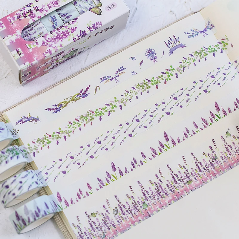5 Pcs/Box Beautiful Flower washi tape DIY decoration scrapbooking planner masking adhesive label sticker stationery | Канцтовары для