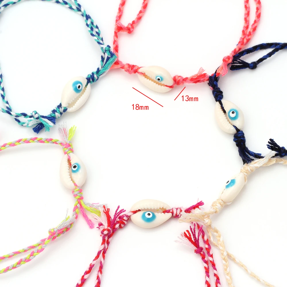 Lucky Evil Eye браслеты из ракушек 6 цветов плетёный браслет ручной работы плетеная Турецкая память для женщин и девочек ювелирные изделия EY6200