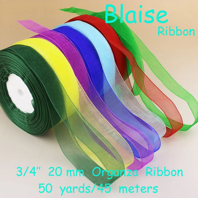Бесплатная доставка (50 ярдов) 3/4 &quot20 мм органза ленты для свадьбы вечеринки