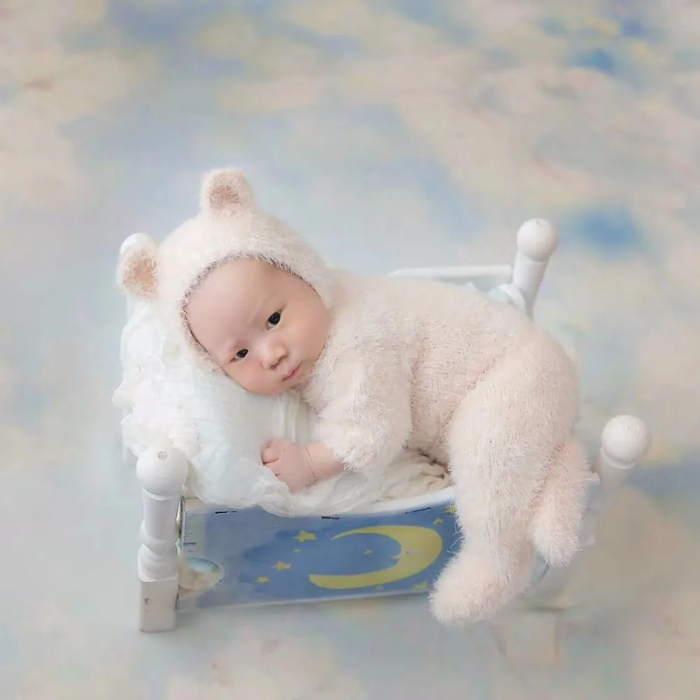 

Christmas Newborn Footed Overall Baby girl Hooded romper bonnet set Infant Sitter outfit photography props