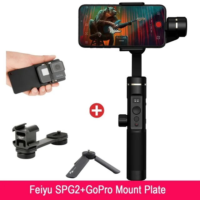 Feiyu SPG 2 3-осевой ручной шарнирный стабилизатор для камеры для телефона iphone 7 X gopro hero 7 3/4/5 Pk Zhiyun Smooth Q 4 DJI Osmo mobile 2 - Цвет: add Stand adapter
