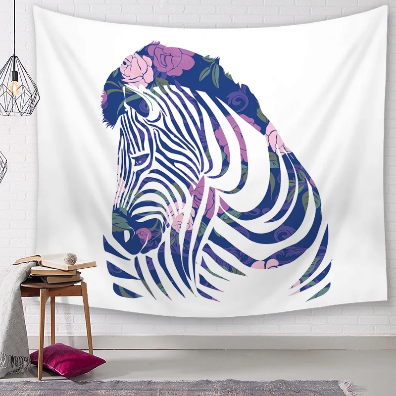 Colorful Zebra Painting Wall Hanging Hippie Tapestry Watercolor Living Room Decoration Carpets Camping Pad Beach Towel G110 | Дом и сад