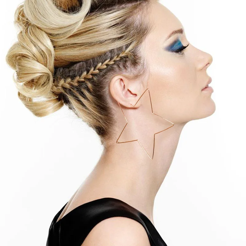 Ювелирные изделия ретро серьги преувеличенный пустой пятиконечная звезда с