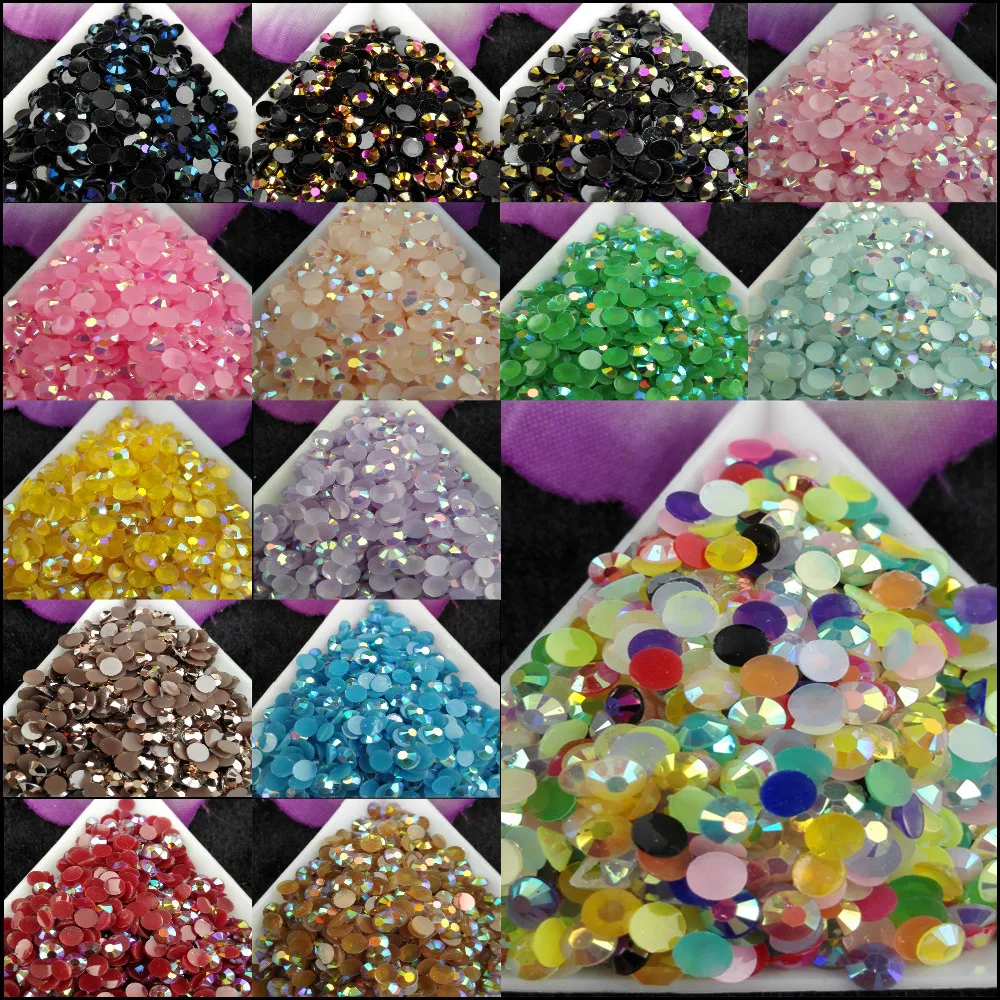 DIY 500 шт./пакет 3D Nail Art Tips SS16 4 мм 15 видов цветных желе ab полимерные стразы с плоской