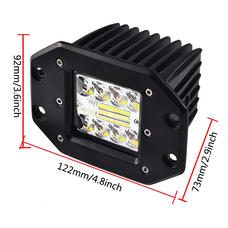 

48W Flush Mount LED Work Light Bar Light Driving Fog Lamp for Offroad Golf Jeep Tractor SUV UTV ATV Off Road Car Accessories 12V