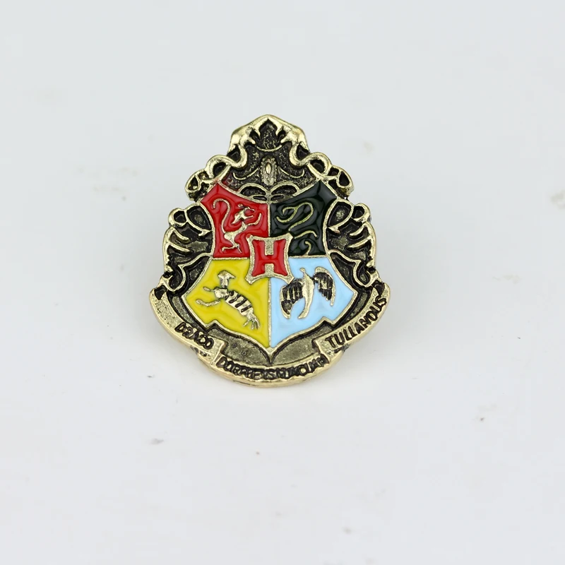 XZ005 Хогвартс значок колледжа брошь волшебный Гриффиндор Слизерин Ravenclaw Hufflepuff символ металлический значок булавка шляпа брошь для одежды Ювелирные изделия - Окраска металла: XZ005