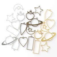 5pc3pc mix heart star vintage rectangle moon shape antique metal hollow frame charms pendant diy jewelry findings accessories
