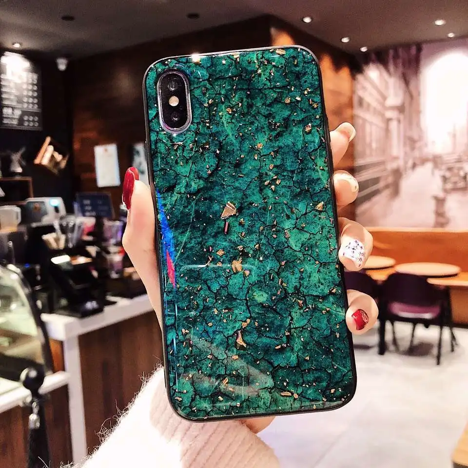 Золотые блестки Мрамор мягкий чехол для samsung Galaxy A50 A10S A20 A30 A40S A60 A70 A80 M10 M20 M30 A8 плюс A6 плюс A7 A9S крышка - Цвет: Green