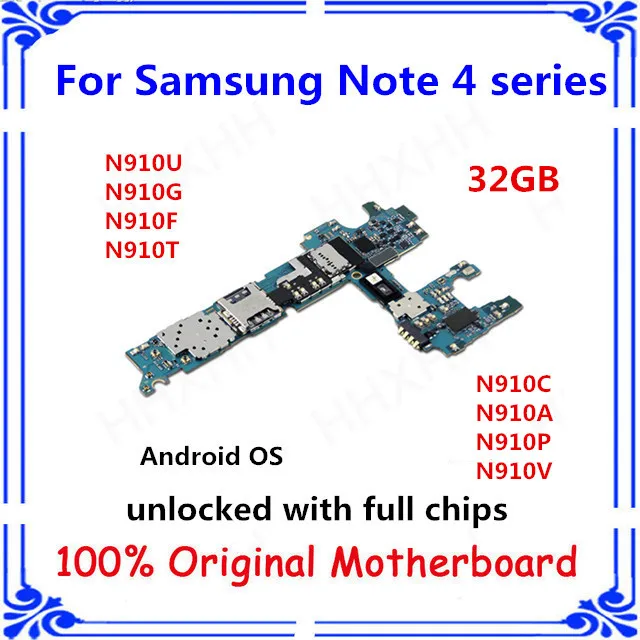 Для samsung Galaxy Note 4 N910U N910G N910F N910T N910C N910A N910P N910V материнская плата 32GB Android