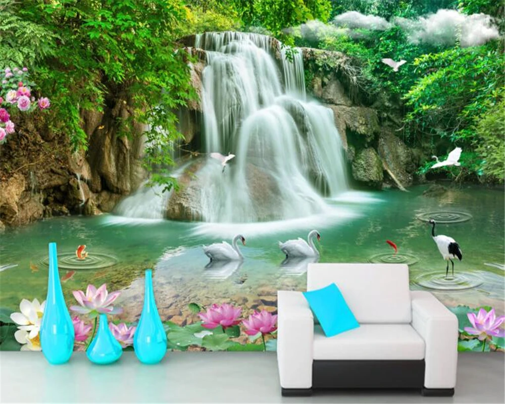 

beibehang papier peint mural 3d Wallpaper wall 3 d custom fashion waterfall wallpaper 3D TV wall papel de parede 3d wallpaper