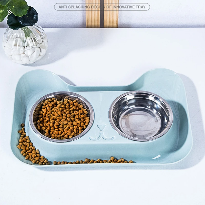 Прочные двойные миски для домашних животных из нержавеющей стали собак кошек с