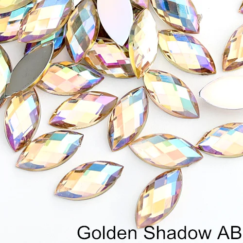 Golden Shadow AB 26 цветов, 100 шт, цветные акриловые Стразы без горячей фиксации, стразы в форме конского глаза с плоской обратной стороной, клей на камни для одежды, ногтей B1169 - Цвет: Golden Shadow AB