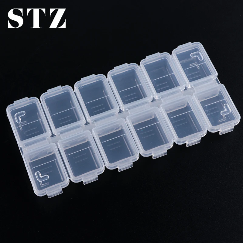 STZ 12 слотов пластиковый ящик для хранения дизайна ногтей Органайзер украшений