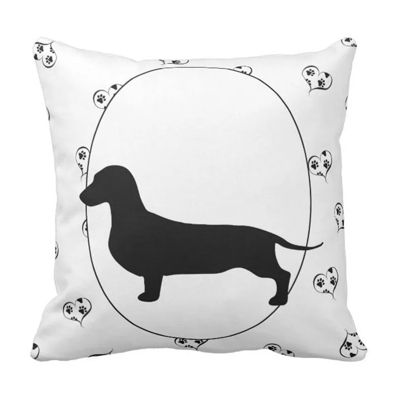 Розовый такса Винер собака на серый наволочка | Дом и сад